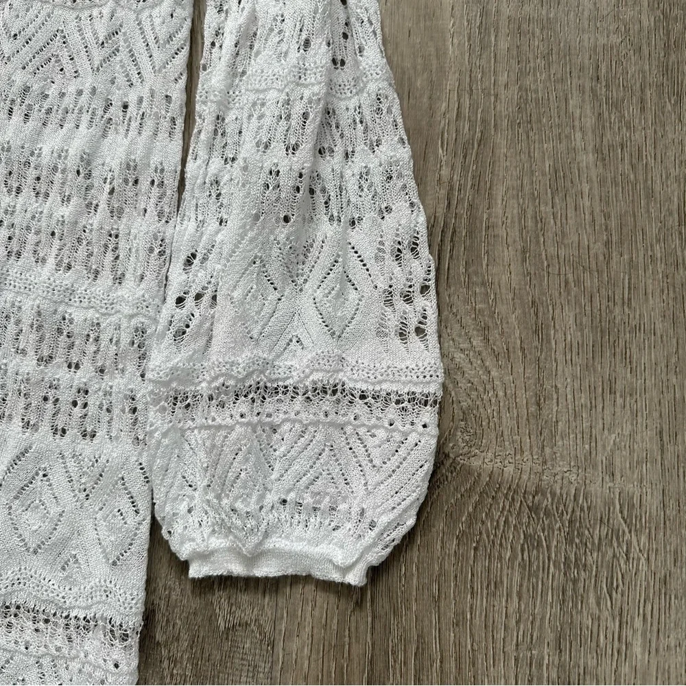 Collection etc‎ White Crochet Cardigan Sweater - Picture 2 of 5